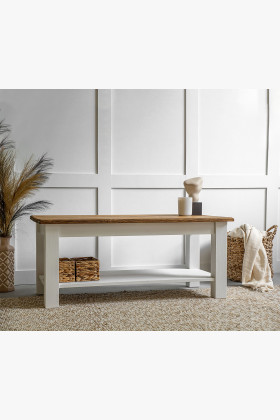 Kaffeetisch Provence Massivkiefer 2 Ablageflächen Wohnzimmer Holz natur